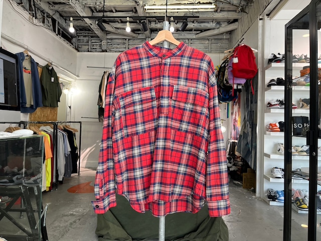FEAR OF GOD SIXTH COLLECTION PULLOVER PLAID SHIRT RED MULTI SMALL 31489