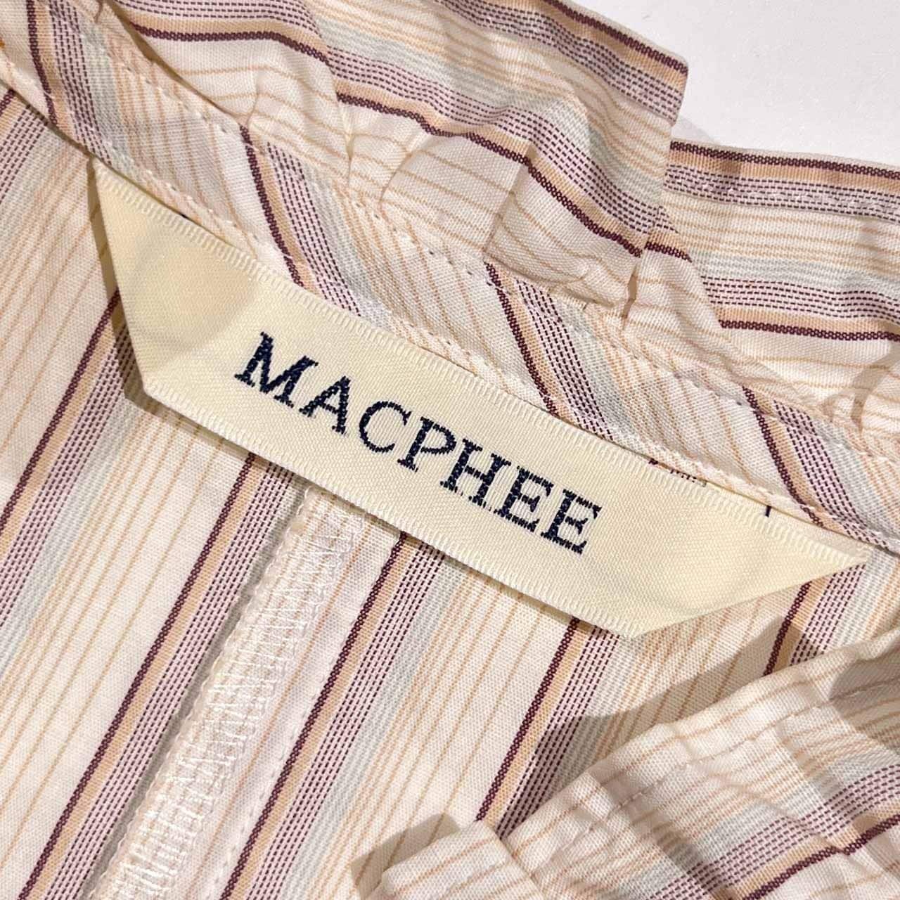 MACPHEE マカフィー ストライプ Vネック 七分袖 シャツ/マルチ レディース