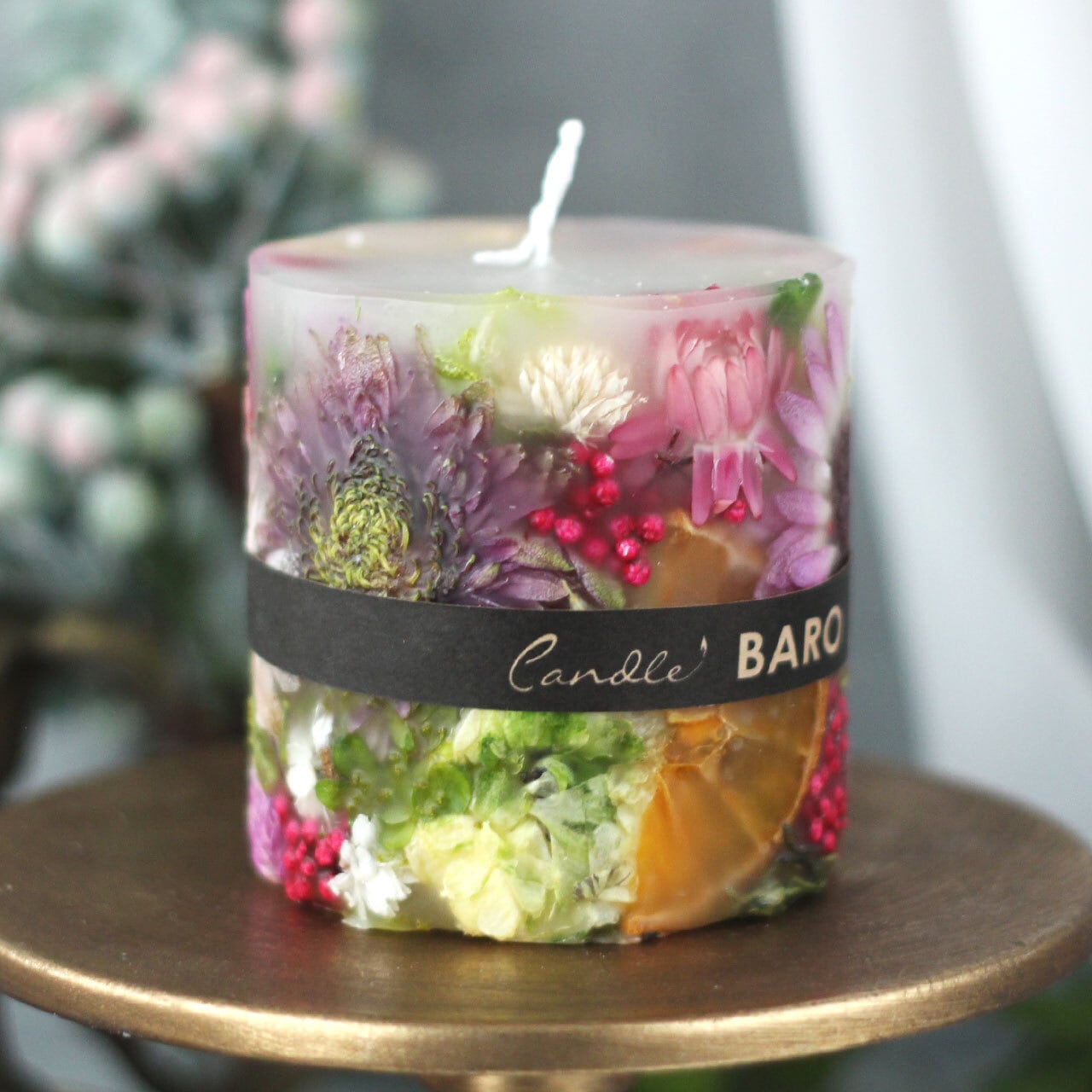 ボタニカルキャンドル かすみ草キャンドル キャンドルホルダー