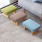 小さいスツール 高さ18cm リネン無地 ライトブルー 無垢材 スツール 家庭用 玄関椅子 靴用スツール コーヒーテーブル用スツール 大人用 子供用 小さなスツール リビングルーム用 ドア用スツール