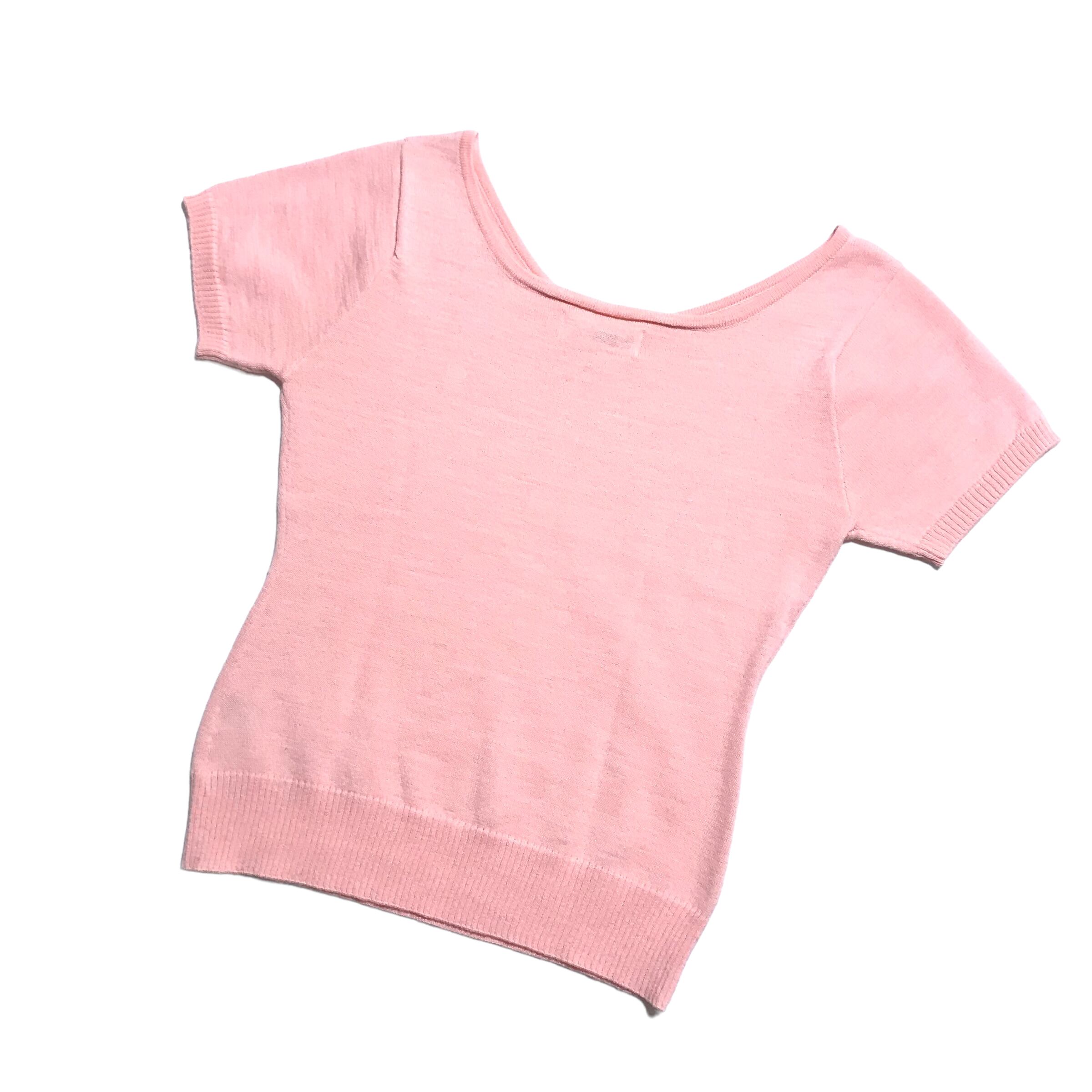 courreges tops クレージュ トップス 半袖 ニット ピンク | AKUBI -アクビ-