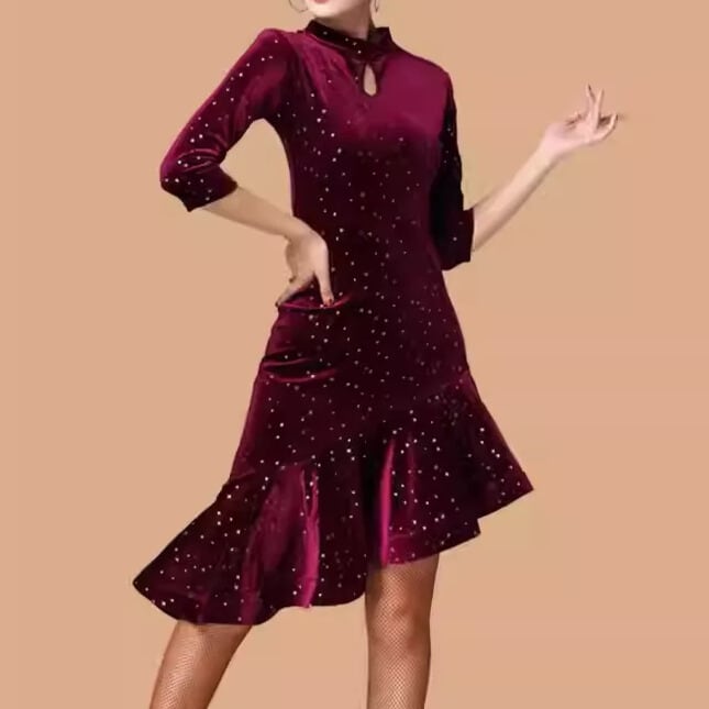 スタンドカラー アシンメトリースカート ミモレワンピース ds1062