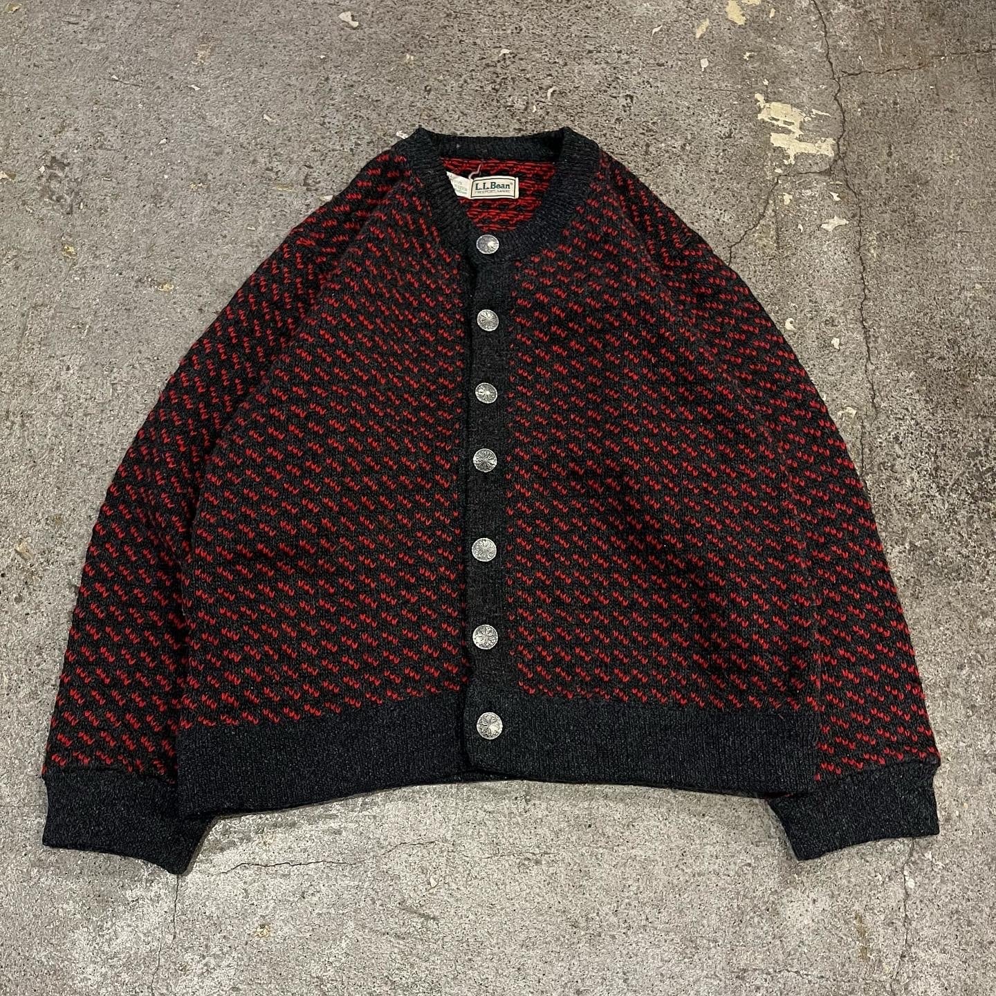 80s LL bean birds eye pattern knit cardigan | What 
