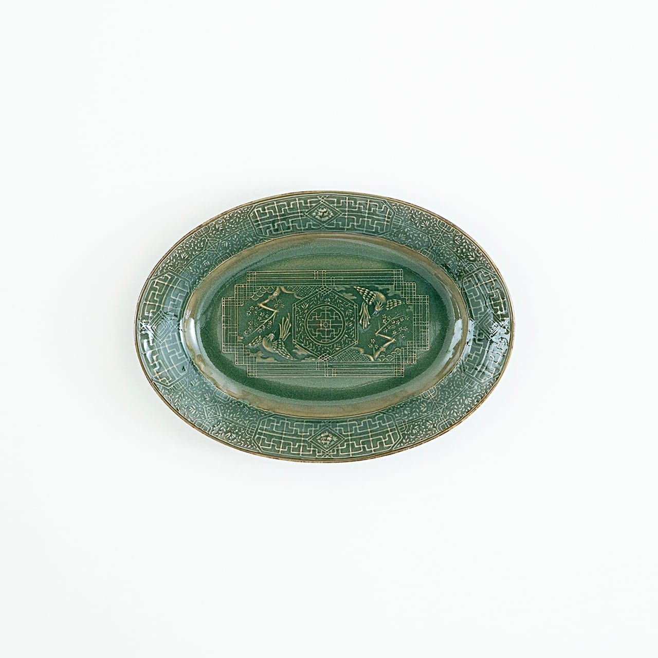 陽刻 オーバルL 青磁 Carving ”Oval”-L celadon | S U I Y O 陽刻 オーバルL 青磁 Carving ”Oval”-L celadon | S U I Y O