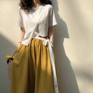 カジュアル レディース レディースファッション オールシーズン サイドリボンTシャツ