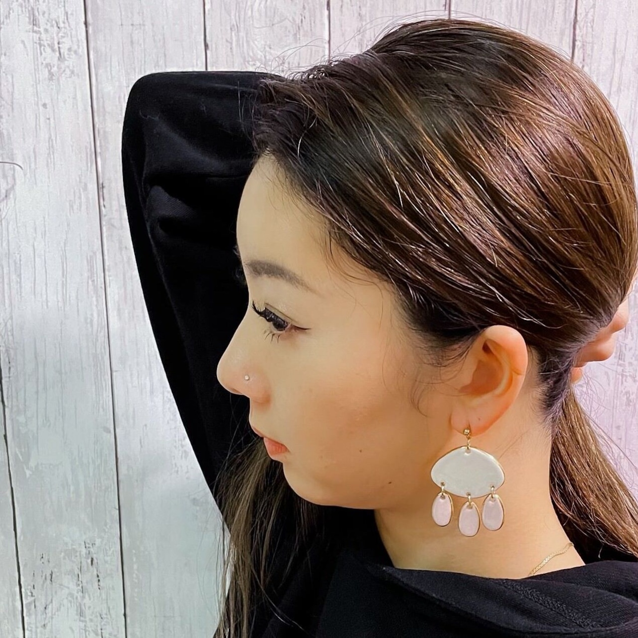 Rain (white&pink)  / ピアス