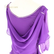 社交ダンス 衣装 スタンダード 上下セット ツーピース レッスンウェア パーティ衣装 レディース Roger 紫 ラインストーン パープル系 上品 バイオレット 大人 かわいい 上品なデザイン エレガント ダンスウェア フェミニン 二重スカート ボリューム感 優雅な動き 伸縮性あり おしゃれ 女性用 M~Lサイズ 発表会 競技用 社交ダンス用