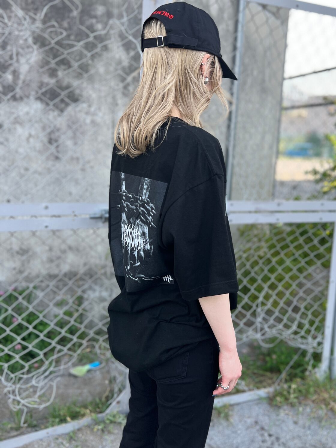 2023グロファイリングTシャツ【鎖デザイン黒】ビッグシルエット