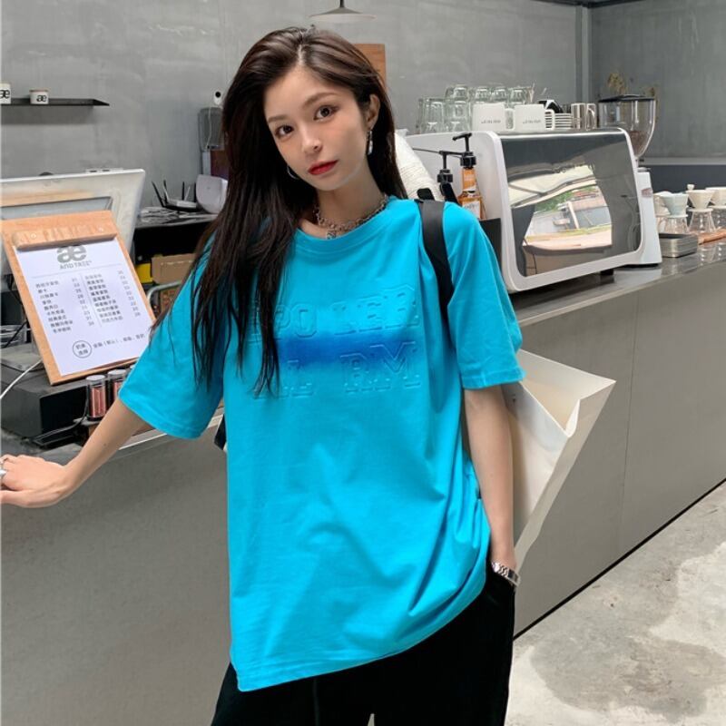 サマールーズトップス ブループリントTシャツ レディース 夏物 YY-ファッション83028730020