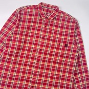 PAPAS パパス チェック 長袖 ネルシャツ L/レッド系 メンズ