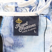 フラダンス 衣装 Royal Creations ロイヤルクリエーションズ ワンピース ブルー系 プルメリア柄 花柄 植物柄 ハワイアンプリント ハワイアン アロハ フラ ダンス レッスン 練習 ハワイアンダンス 青 白 紺 ホワイト系 ネイビー系 フリル 華やか 鮮やか かわいい おしゃれ 上品 大人っぽい