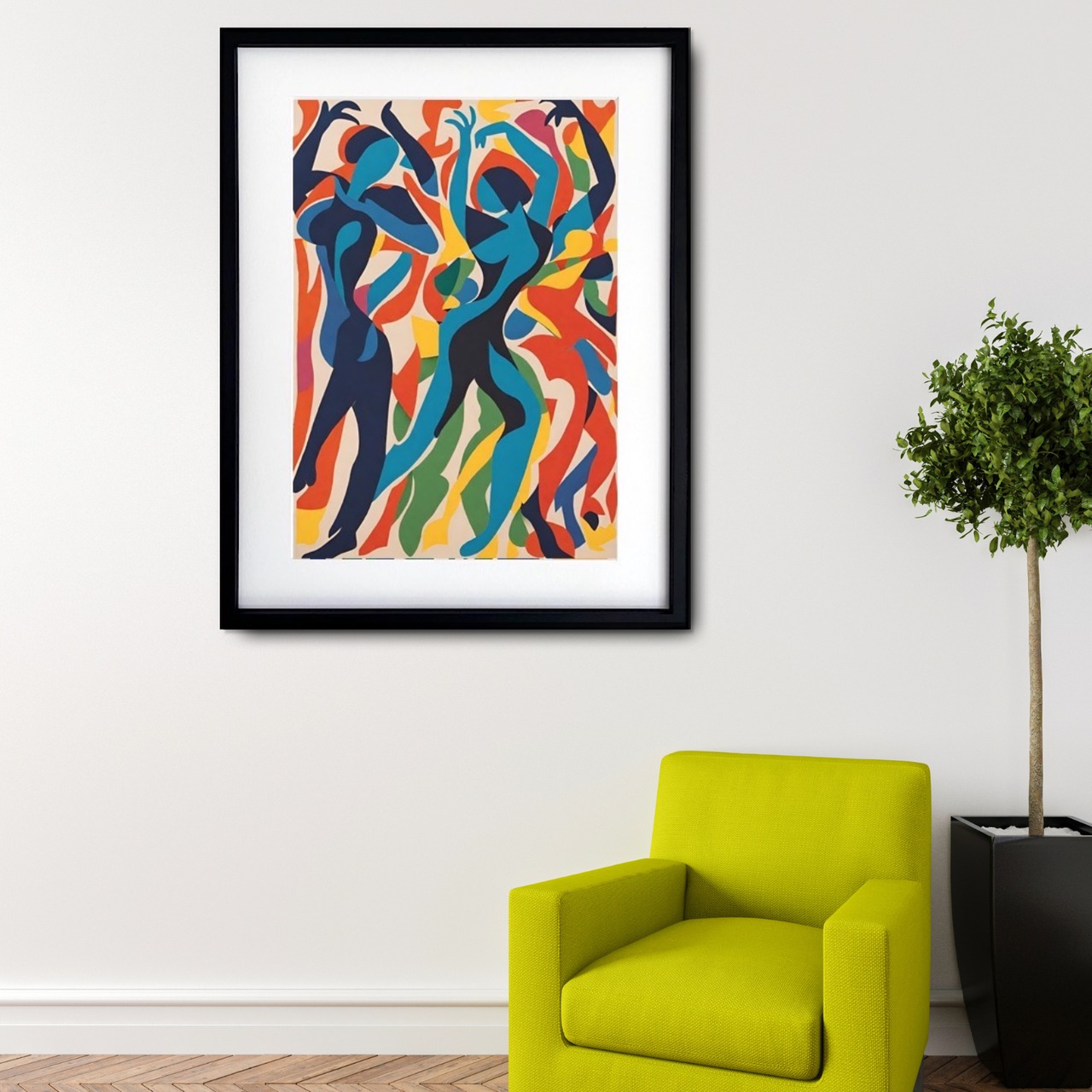 Dance Hall｜カラフルな抽象ダンスアートポスター｜切り絵風シルエットで空間を華やかに｜モダンインテリアに映える一枚｜A4ポスター