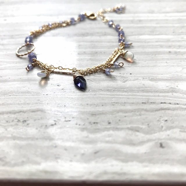 Tanzanite×Opal×Iolite Bracelet/K14 gf