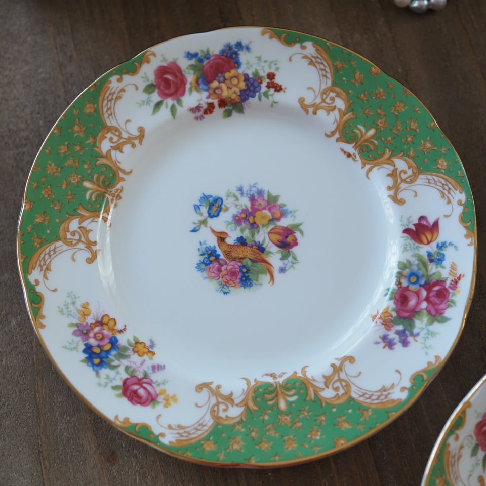 英国パラゴン ロッキンガム グリーン トリオA カップ＆ソーサー 英国