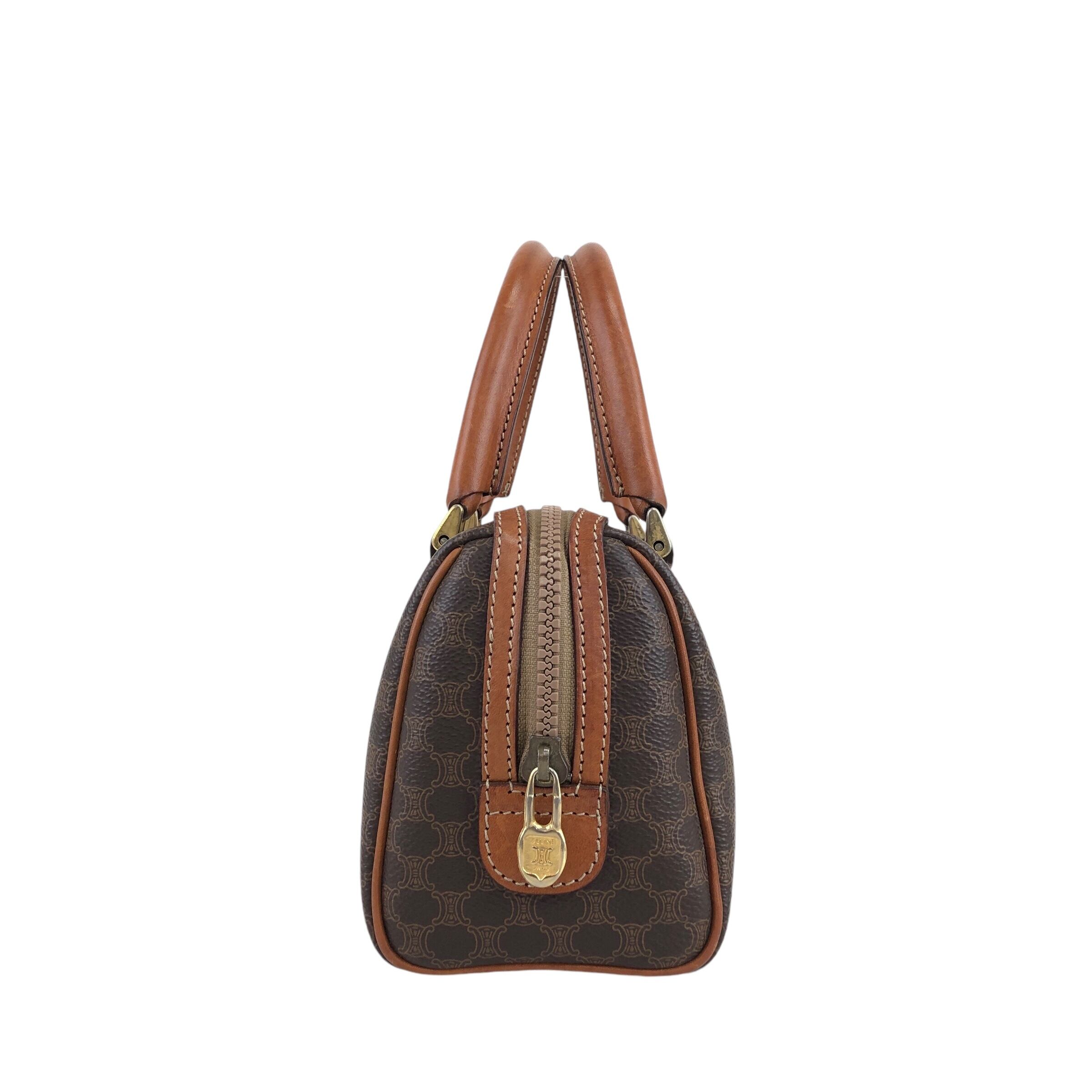 CELINE セリーヌ マカダム ハンドバッグ ブラウン 2Way ミニボストン