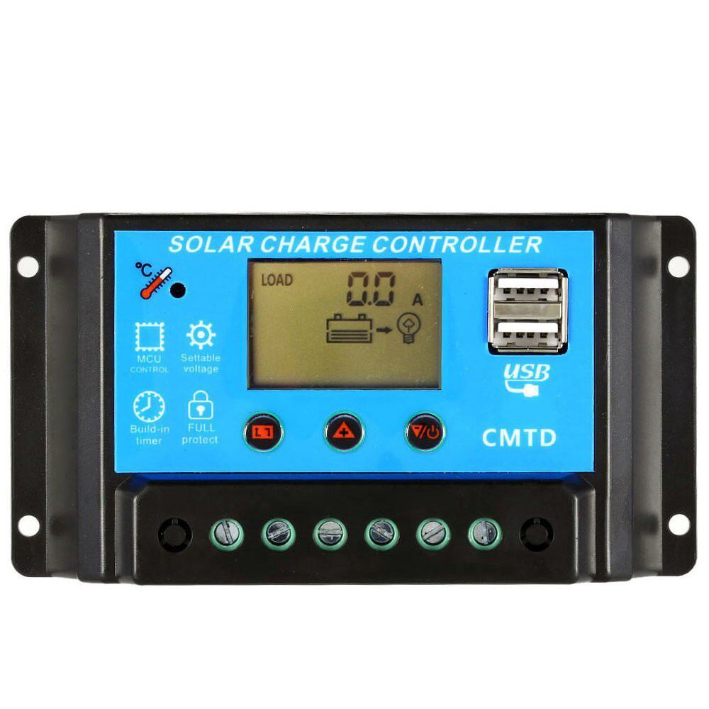 10A 12V/24V LCDソーラー充電コントローラ 電流ディスプレイ ラソーラーパネル 自動調整スイッチ 過負荷保護