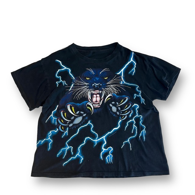 90年代 “L位” AMERICAN THUNDER プリントTシャツ ブラックパンサー 黒 