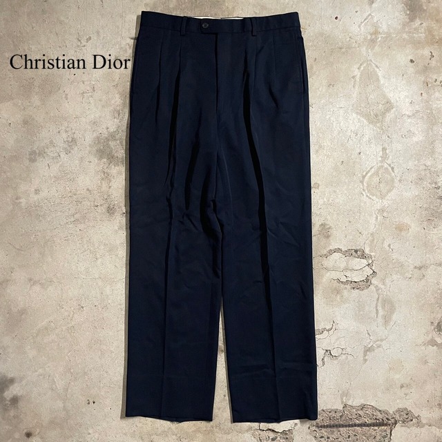 【Christian Dior】navy color wide slacks pants/クリスチャンディオール ネイビーカラー ワイド スラックス パンツ/lsize/#0719/osaka