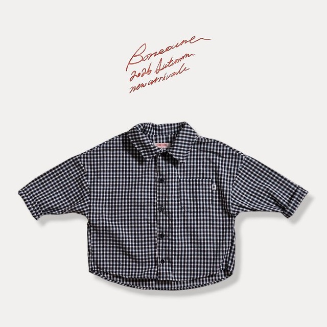 【取寄】boneoune｜gogo check shirt｜ゴーゴーチェックシャツ｜XS-JL｜kids&jr｜26 autumn