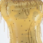 社交ダンス 衣装 クリスアン CHRISANNE イングランド製 スタンダードドレス ワンピース ドレス ホワイト系 ゴールド系 白 金 デモ 競技 ダンス パーティ 発表会 レース フロート レディース ゴージャス 大人かわいい エレガント