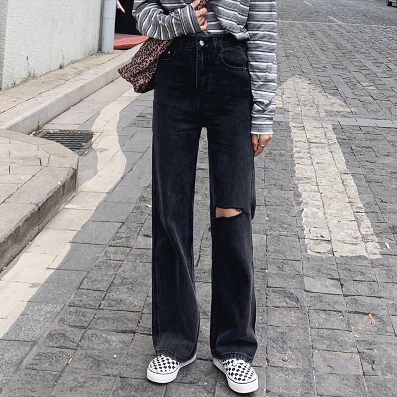 ブラックジーンズ レディースサマールーズ薄手パンツ ストリート 夏物 1号婦人11869199075