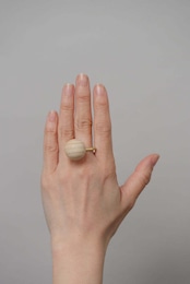 _Fot - ball ring M (wood) :wood|ウッドボールリング/木製球体20mm/真鍮リング/立体的なデザイン/日本製