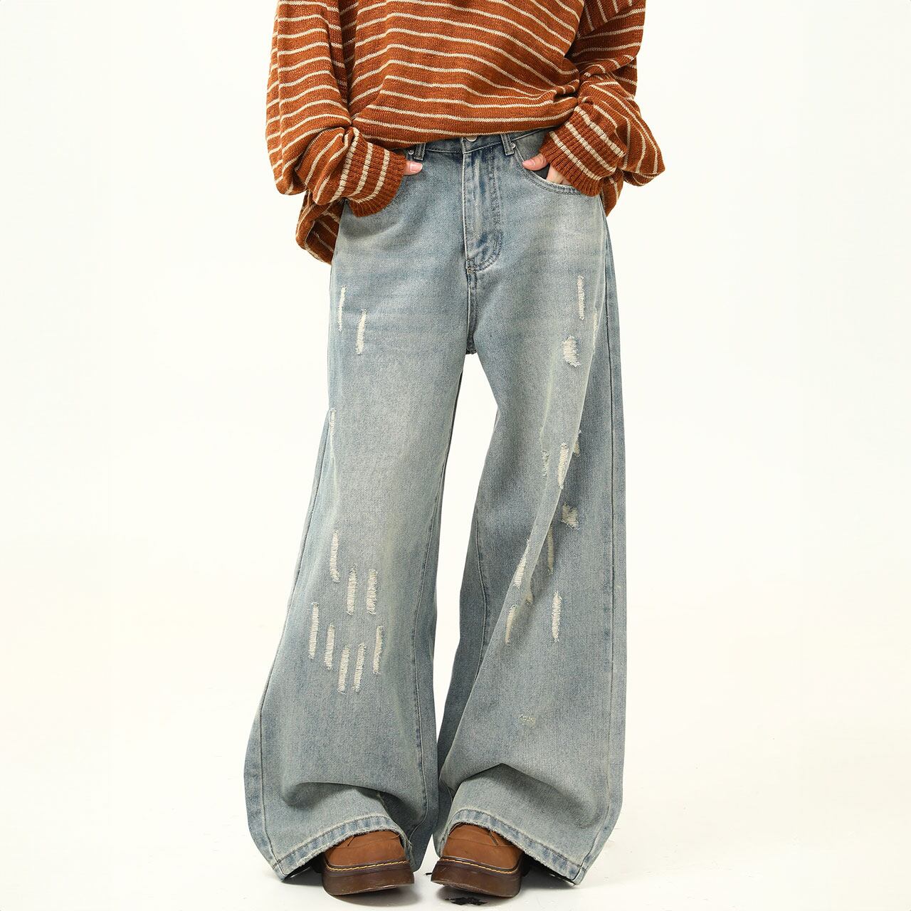 スラッシュダメージドロップルーズデニム 1col R01201