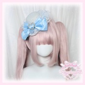 ♡【全4色】ドット柄 チュールリボン パールハートロリィタミニハット pink ♡