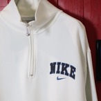 00s NIKE ハーフジップスウェット ワンポイントロゴ 白 L