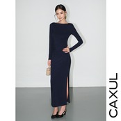 Boat Neck Jersey Long Dress/2color