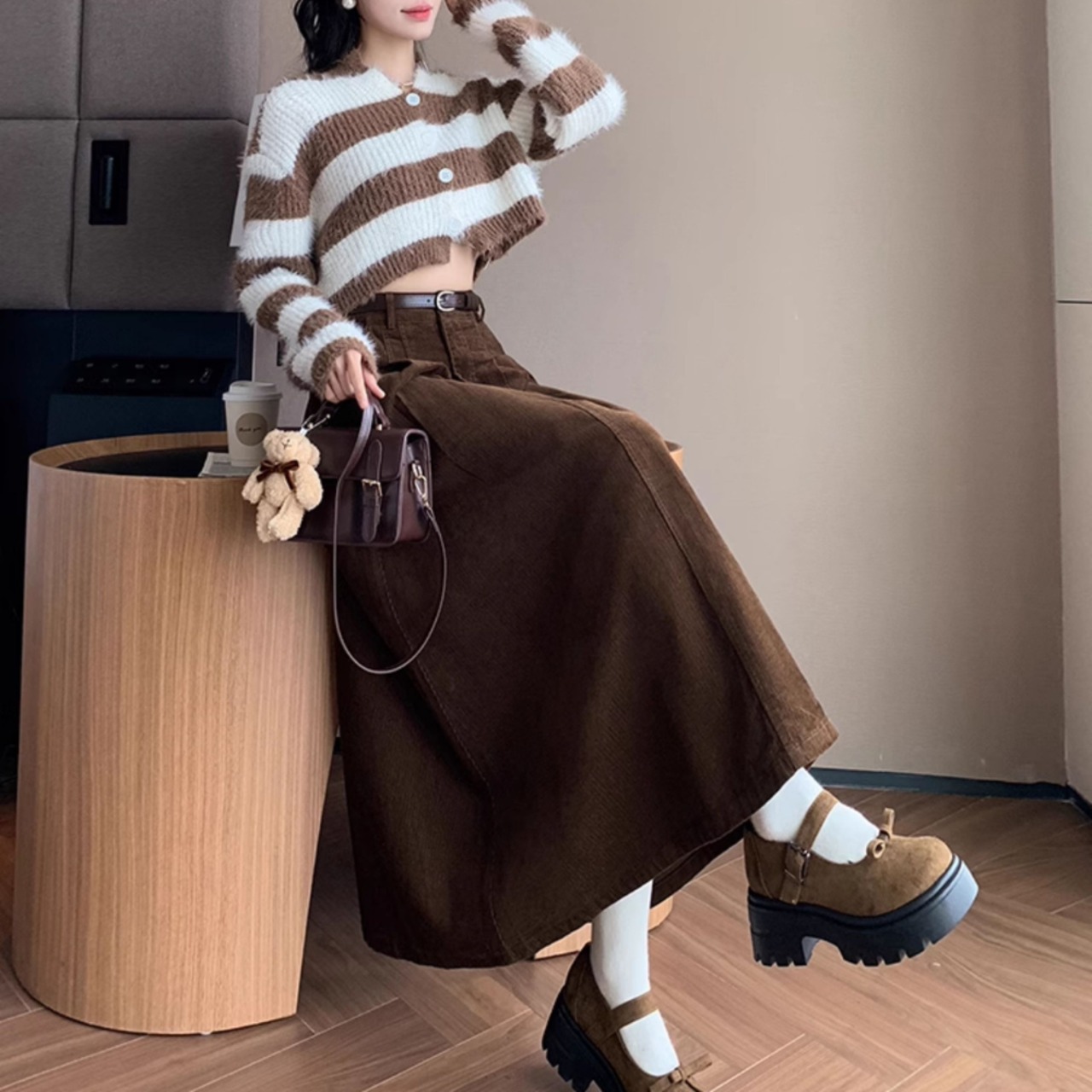 Aラインコーデュロイスカート 3color W00923