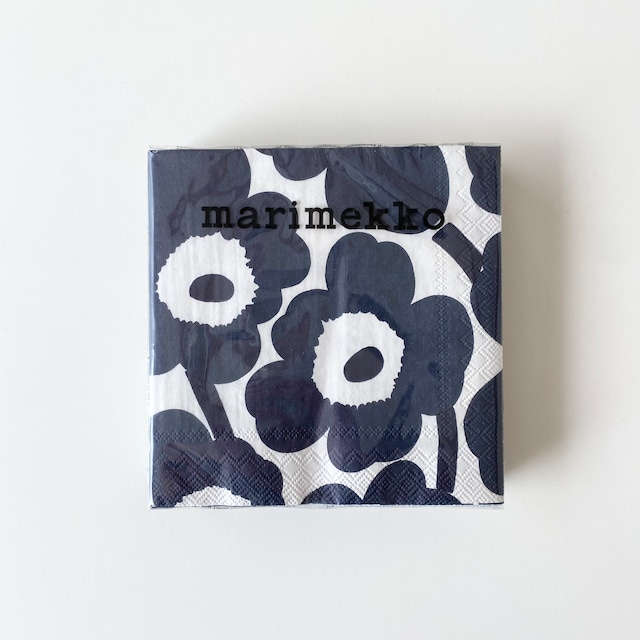 2023春夏【marimekko】カクテルサイズ ペーパーナプキン UNIKKO ダークブルーxナチュラル 20枚入り