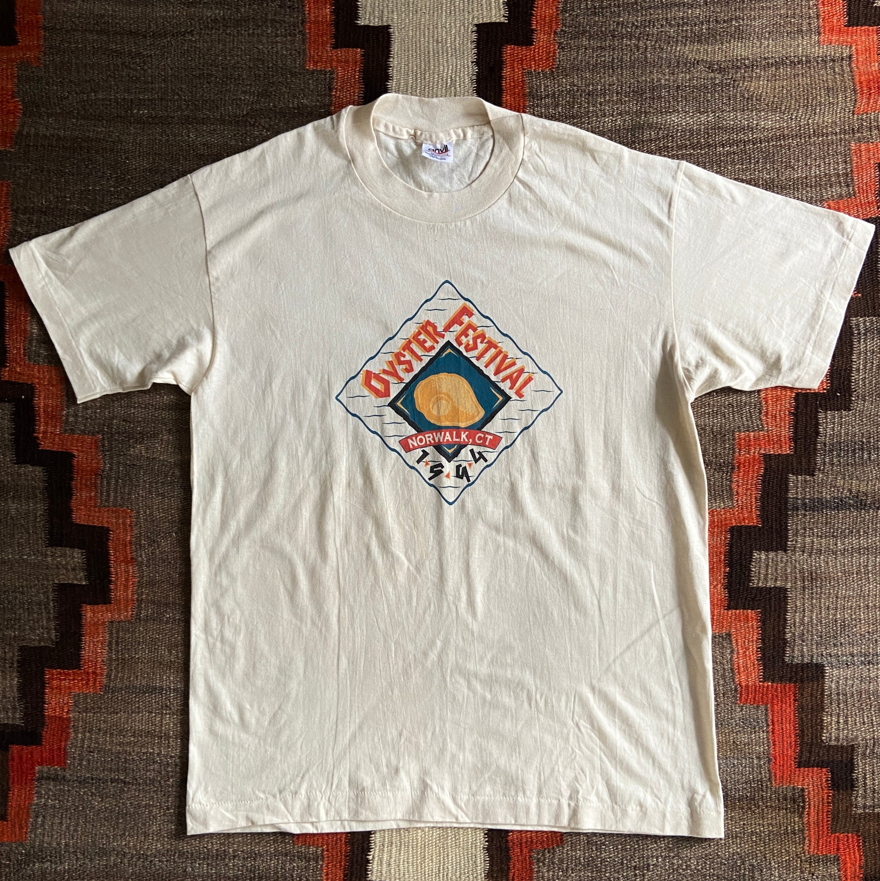 1990s anvil Oyster Festival Tee L Made in USA F697