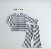 韓国子供服 / Mybebe / ボーダーひらひらブーツカット *XS~XL*