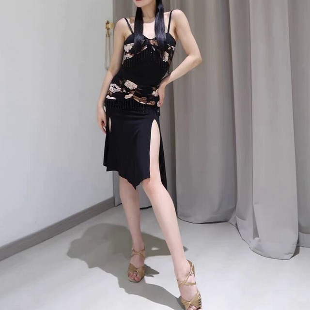 レースプリントスリムフィットドレス ds0785