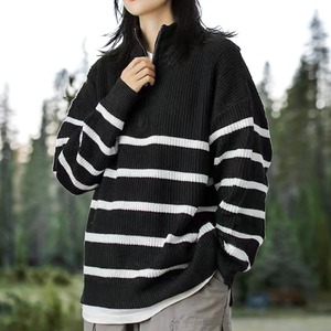 Striped turtleneck sweater -2col- A0042