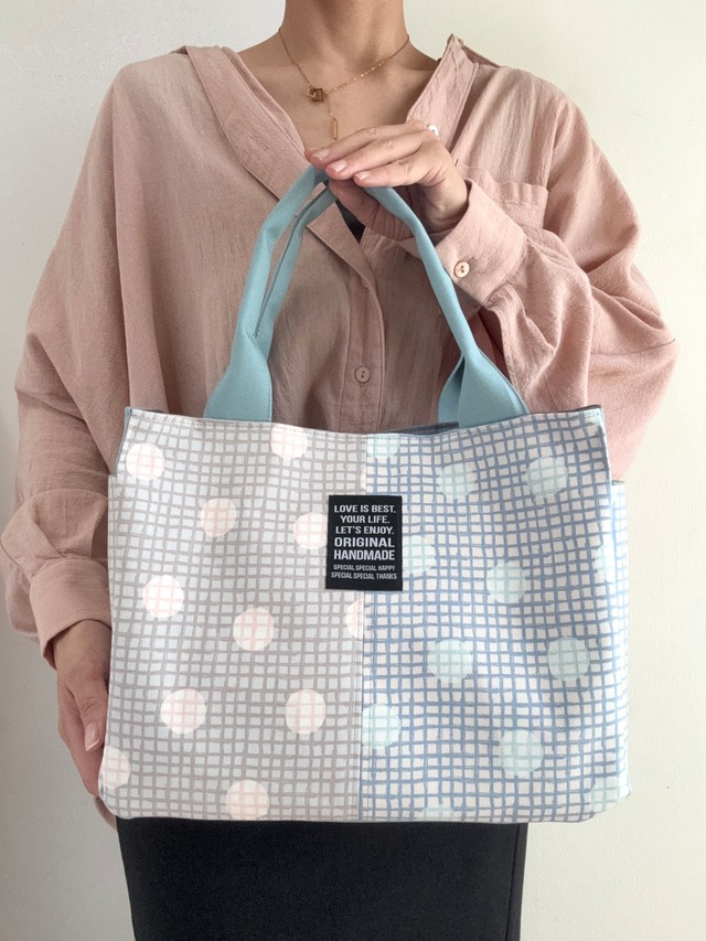 両サイドポケットトート・check&stripe