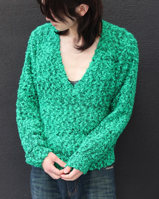 loosevneck mesh knit