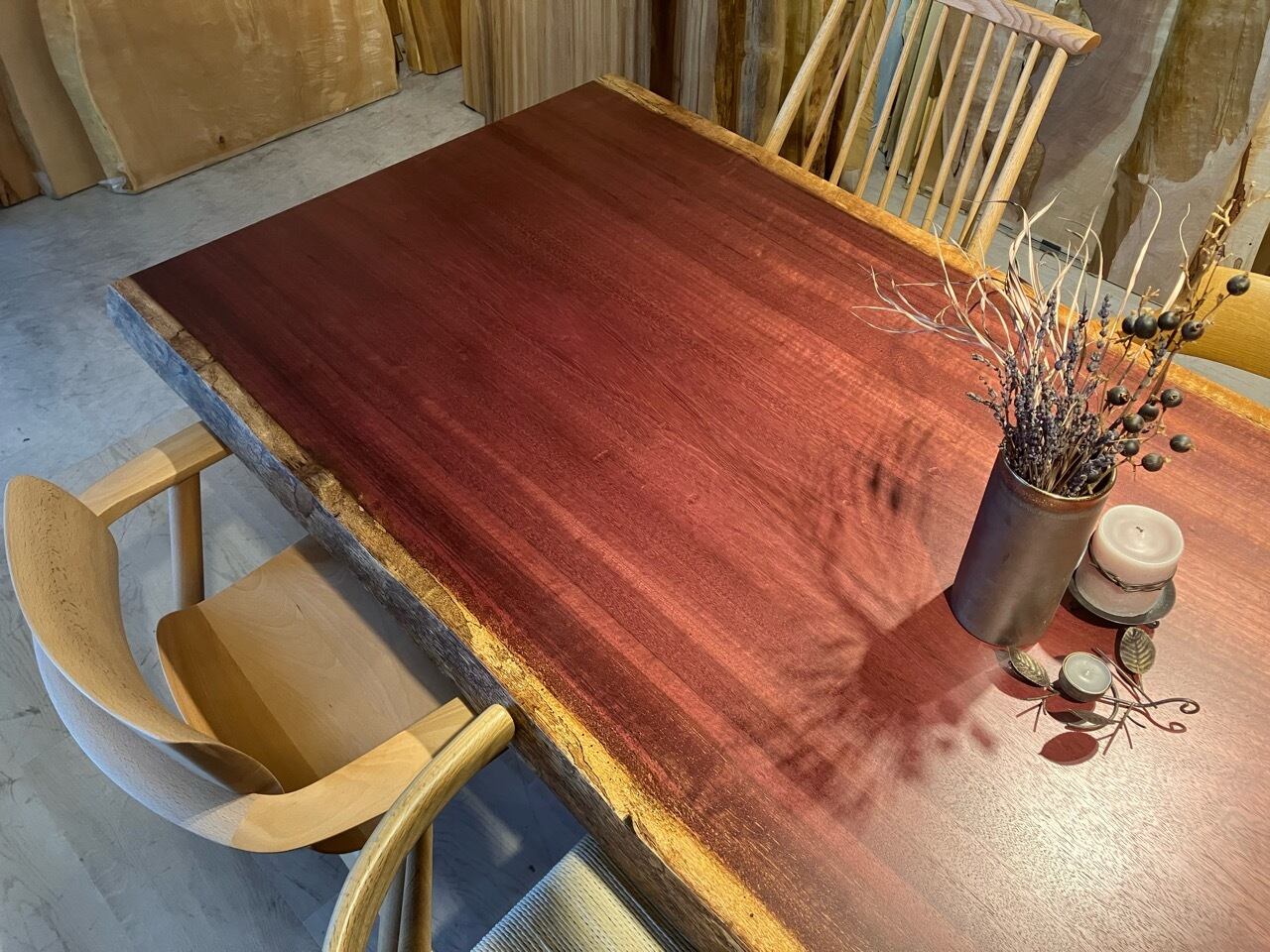 パープルハート_2250×850×50_青山店_テーブル天板/一枚板 221665