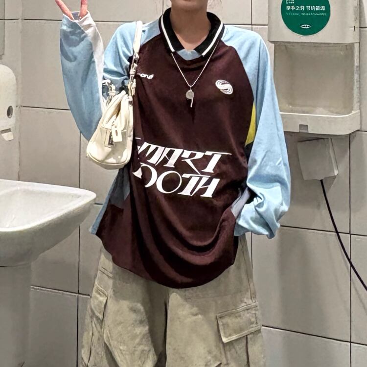 オープンカラー 長袖 ラグラン袖 シャツ L00143