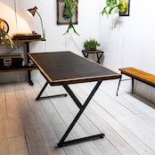 Black iron Old oak & y edge legs work desk