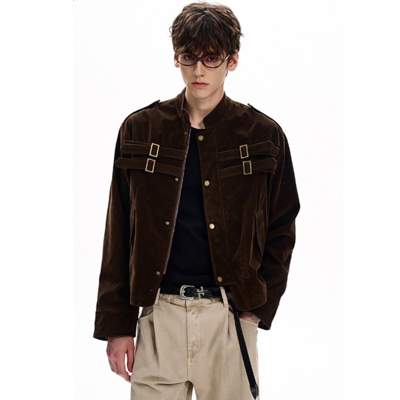 ダブルストラップデザインジャケット b10438 【M~XXLサイズ】