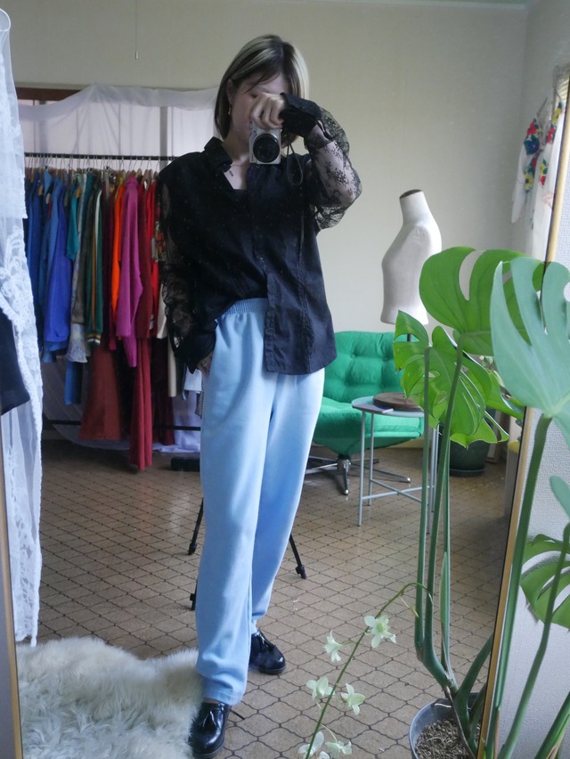 90s-00s VINTAGE "CLASSIC ELEMENTS" Light Blue Sweat Pants S