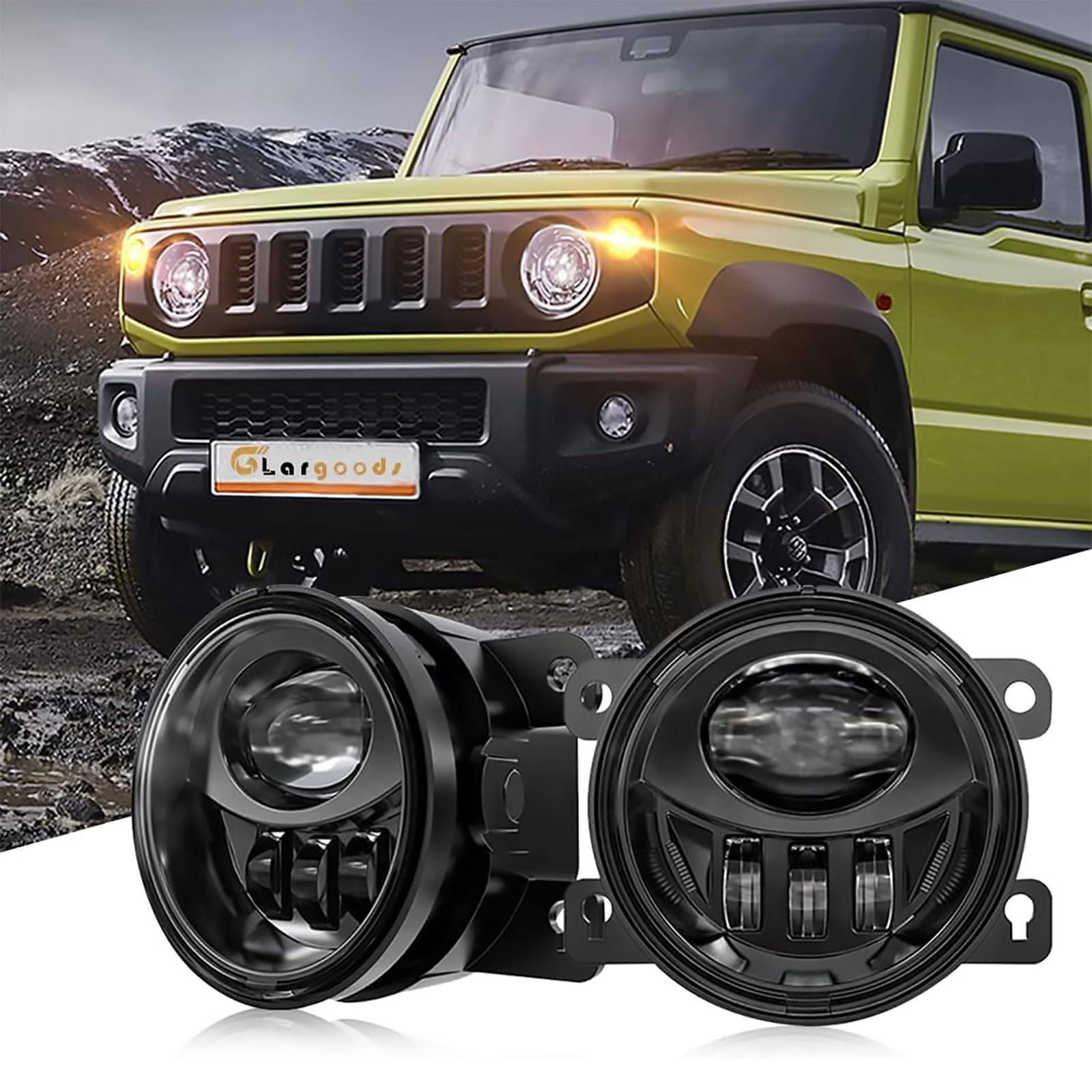 Largoods ジムニー フォグランプ JB23W/64/43W/74 ホワイト 6000K 高輝度 純正交換 2500LM LEDフォグライトユニット 取付簡単 防水 スズキ用 ジムニーJB系用 LEDフォグ 左右セット