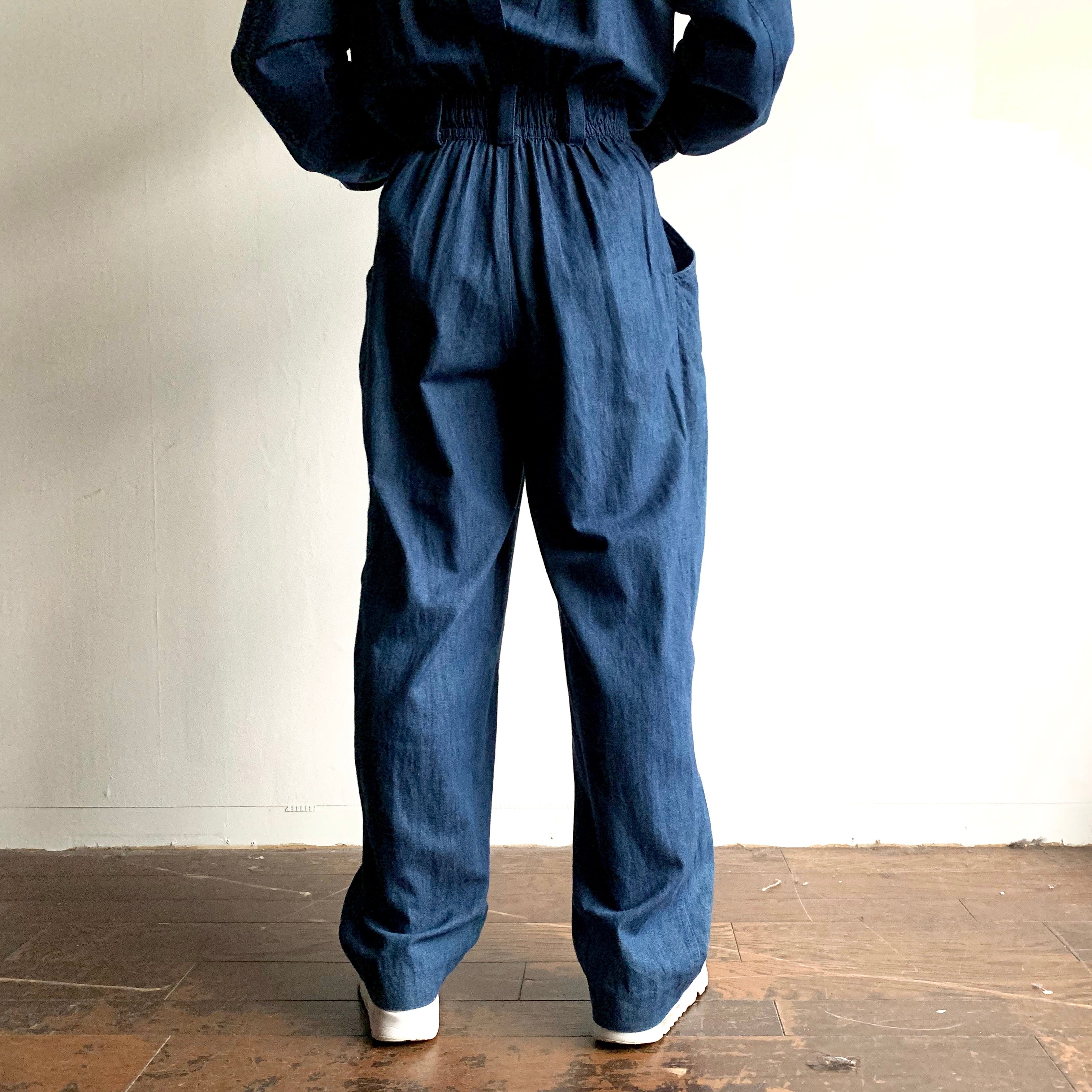 1223. 1980's bis bis chambray jumpsuit ブルー シャンブレー 