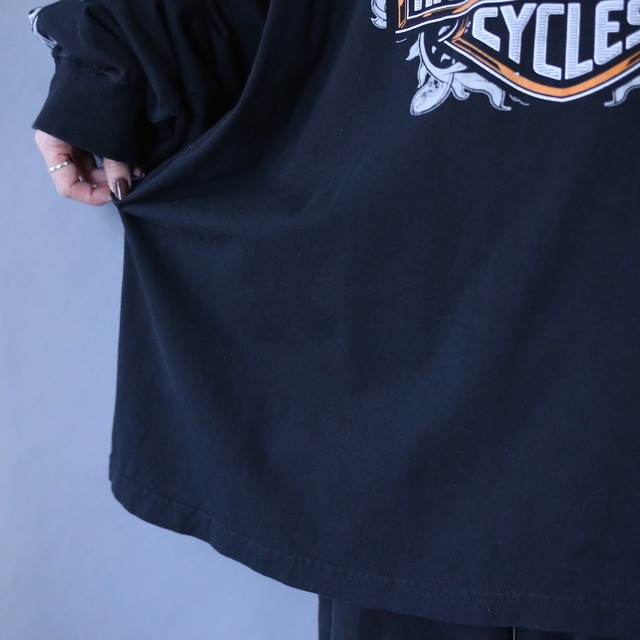 "HARLEY-DAVIDSON" XXXL super over silhouette multi print l/s tee