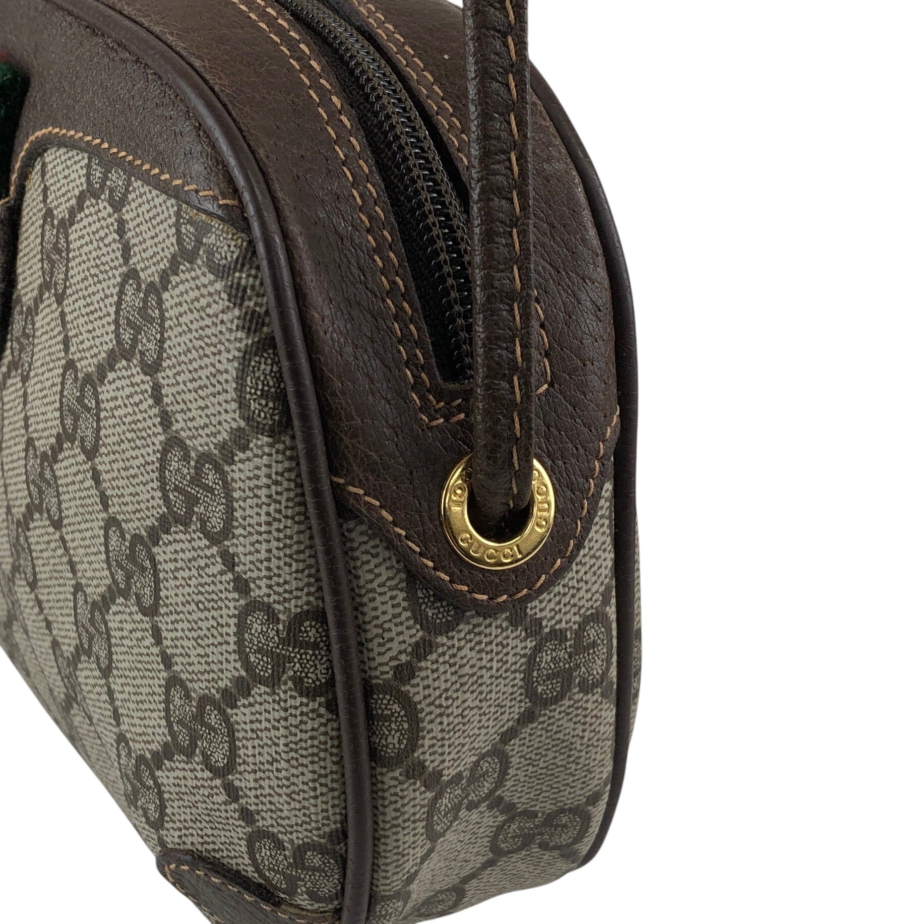 GUCCI グッチ シェリーライン ショルダーバッグ ブラウン PVC レザー