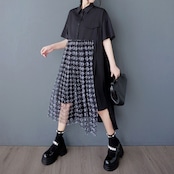 菱形メッシュレイヤード ワンピース 30075