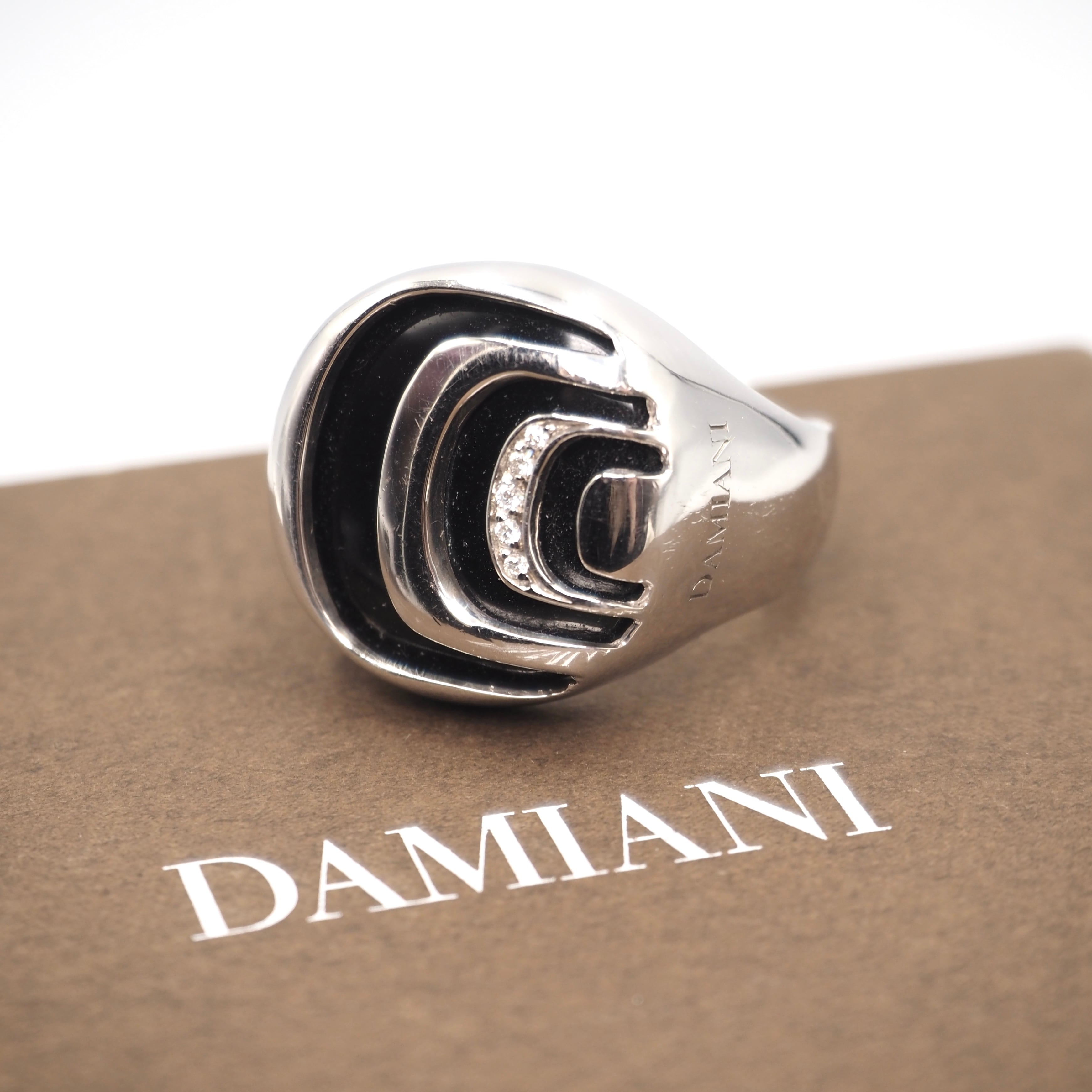 DAMIANI 約19号 ダミアニッシマ オニキス 5P ダイヤモンド リング