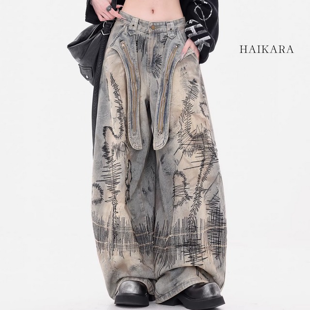 (NEW) グラフィティステッチ・ルーズワイドデニム